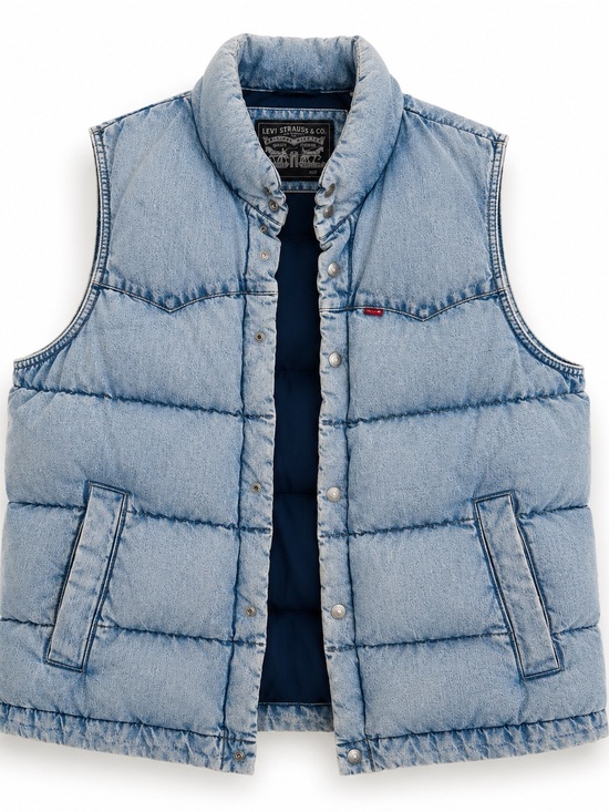 Levi's Other - Levi’s Men’s Denim Puffer Vest Light Wash Down Fill Size Small NWT